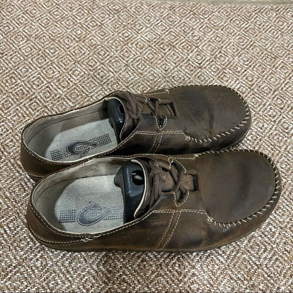 OLUKAI HONUA Leather MENS US 9MEUR 42 Brown Comfort Oxford Boat Shoes Casual - Picture 3 of 10